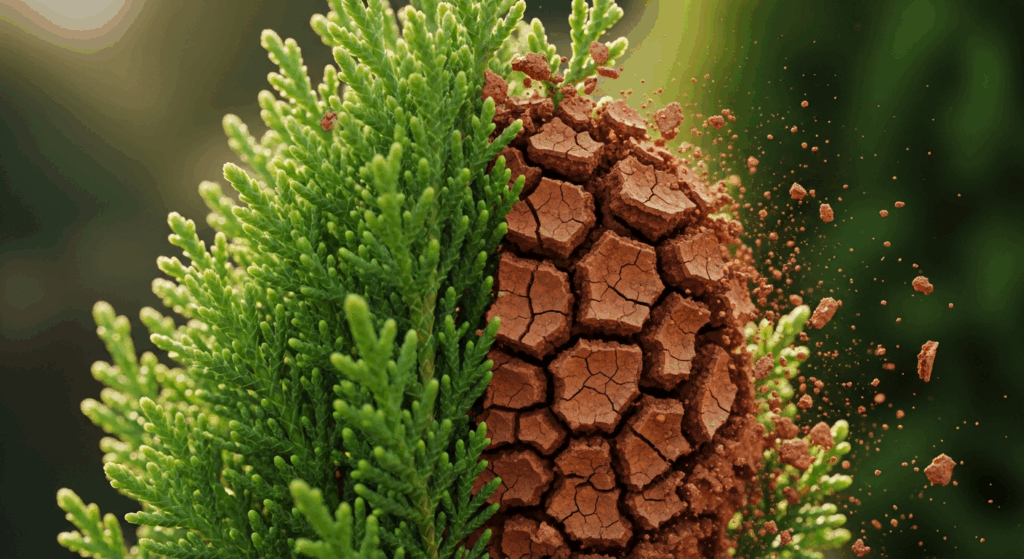 Brązowienie tui: Diagnoza, leczenie i zapobieganie.