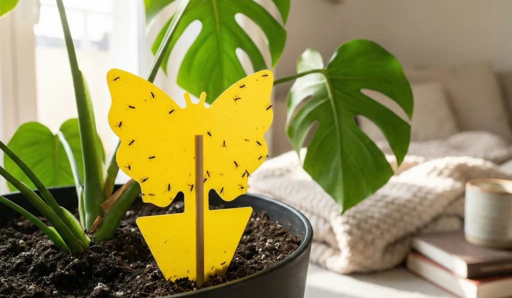 Prawidłowy montaż tabliczek lepowych: jak używać patyczków, by nie uszkodzić liści